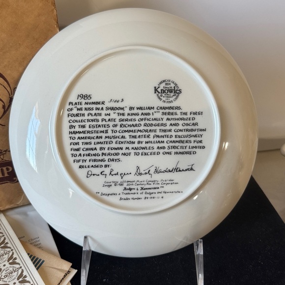 Edwin M Knowles Collector Plate with Certificate. “We Kiss In A Shadow” 1985 - Picture 3 of 11